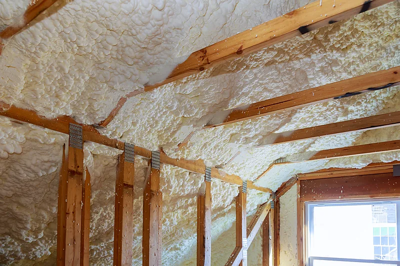 Attic bonus room insulated with open-cell spray foam