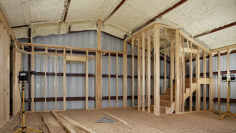 Barndominium spray foam insulation