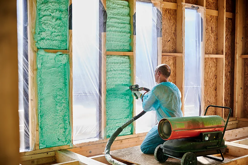 New-construction spray foam insulation