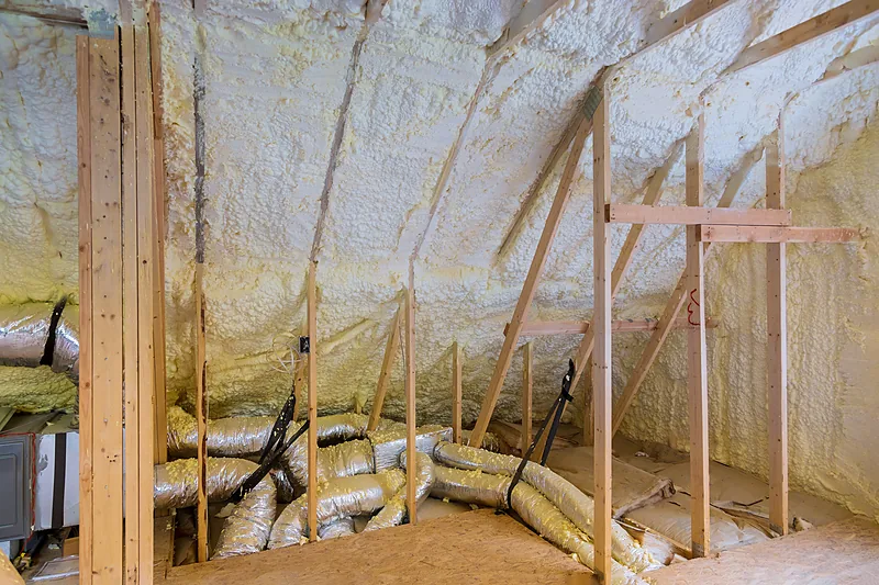 Open-cell spray foam in a roof deck