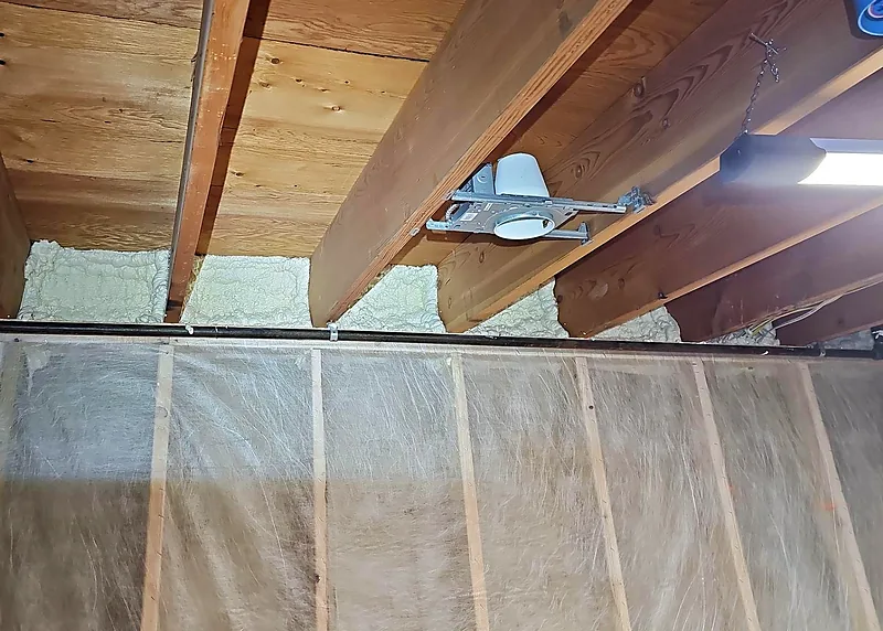 Rim joist spray foam insulation
